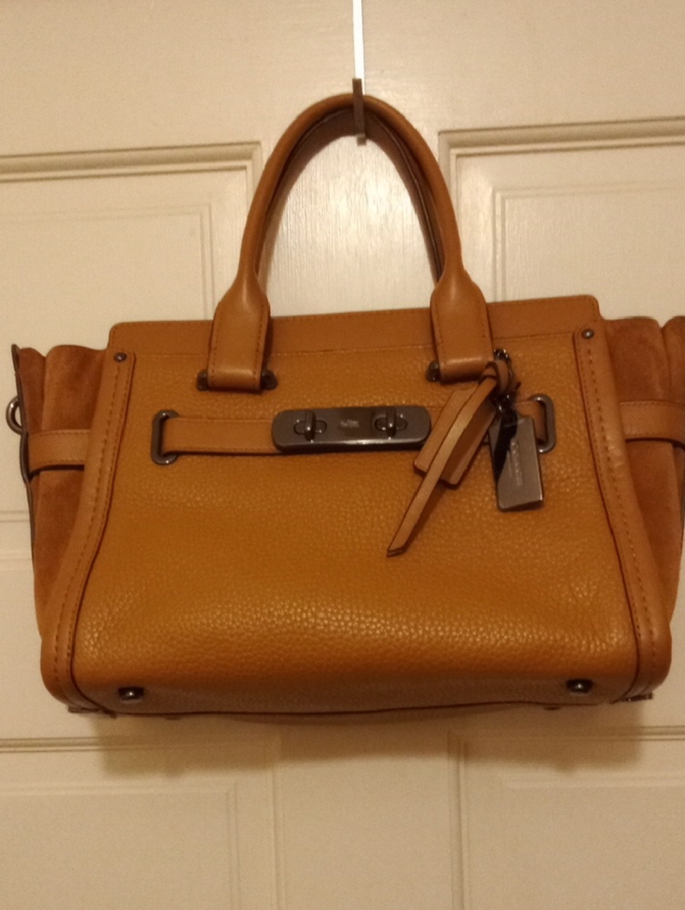 Coach Classic Leather Satchel Handbag in Caramel